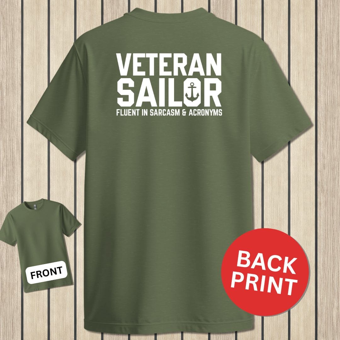 NavyHumor Classic Tee Military Green / S Fluent In Sarcasm & Acronyms