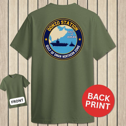 NavyHumor Classic Tee Military Green / S Gonzo Station Patch
