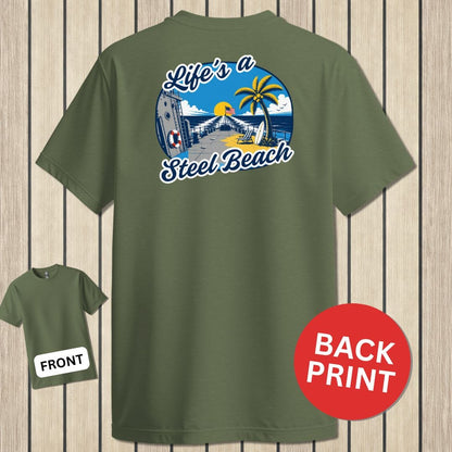 NavyHumor Classic Tee Military Green / S Life's A Steel Beach