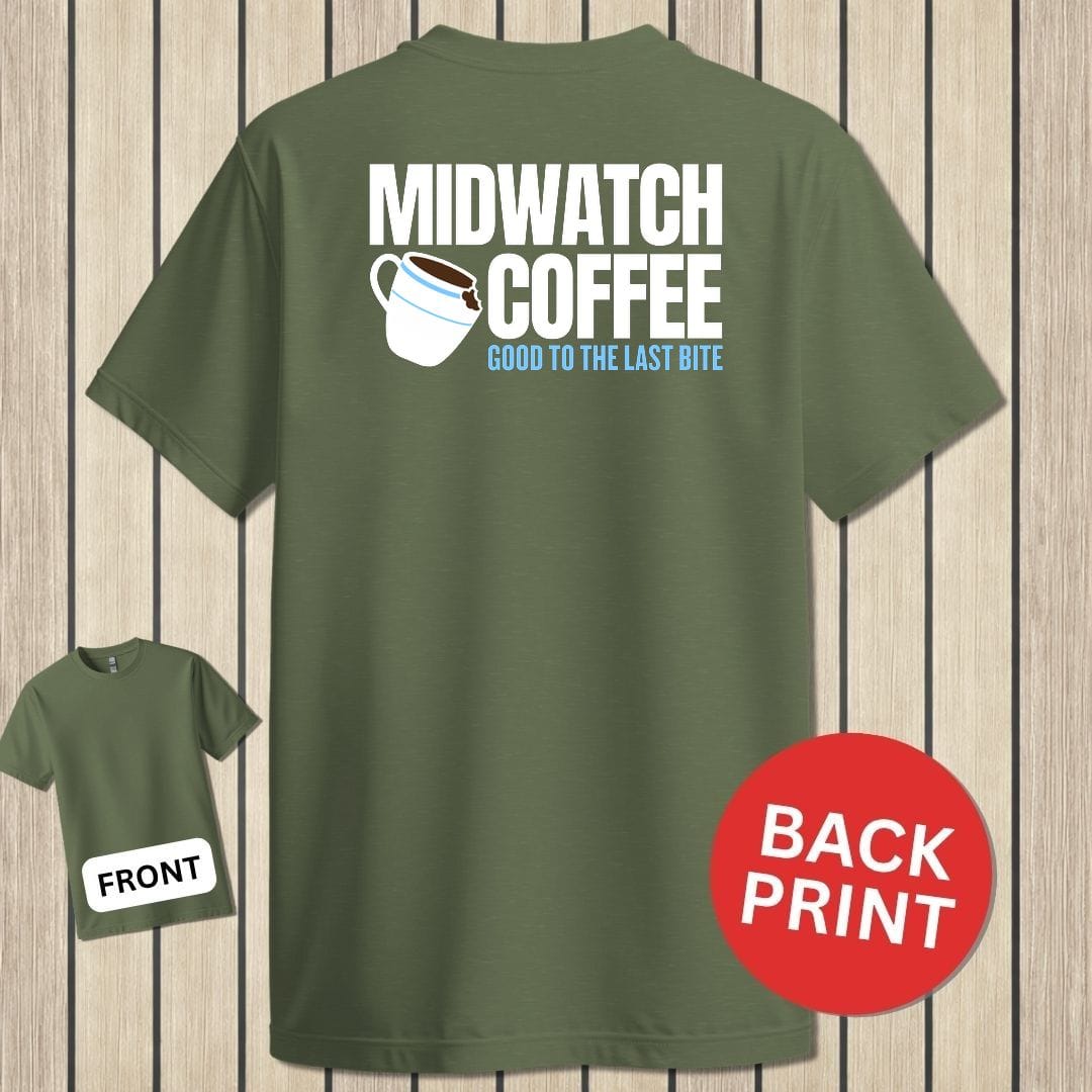 NavyHumor Classic Tee Military Green / S Midwatch Coffee - Good to the Last Bite