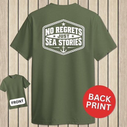NavyHumor Classic Tee Military Green / S No Regrets, Just Sea Stories