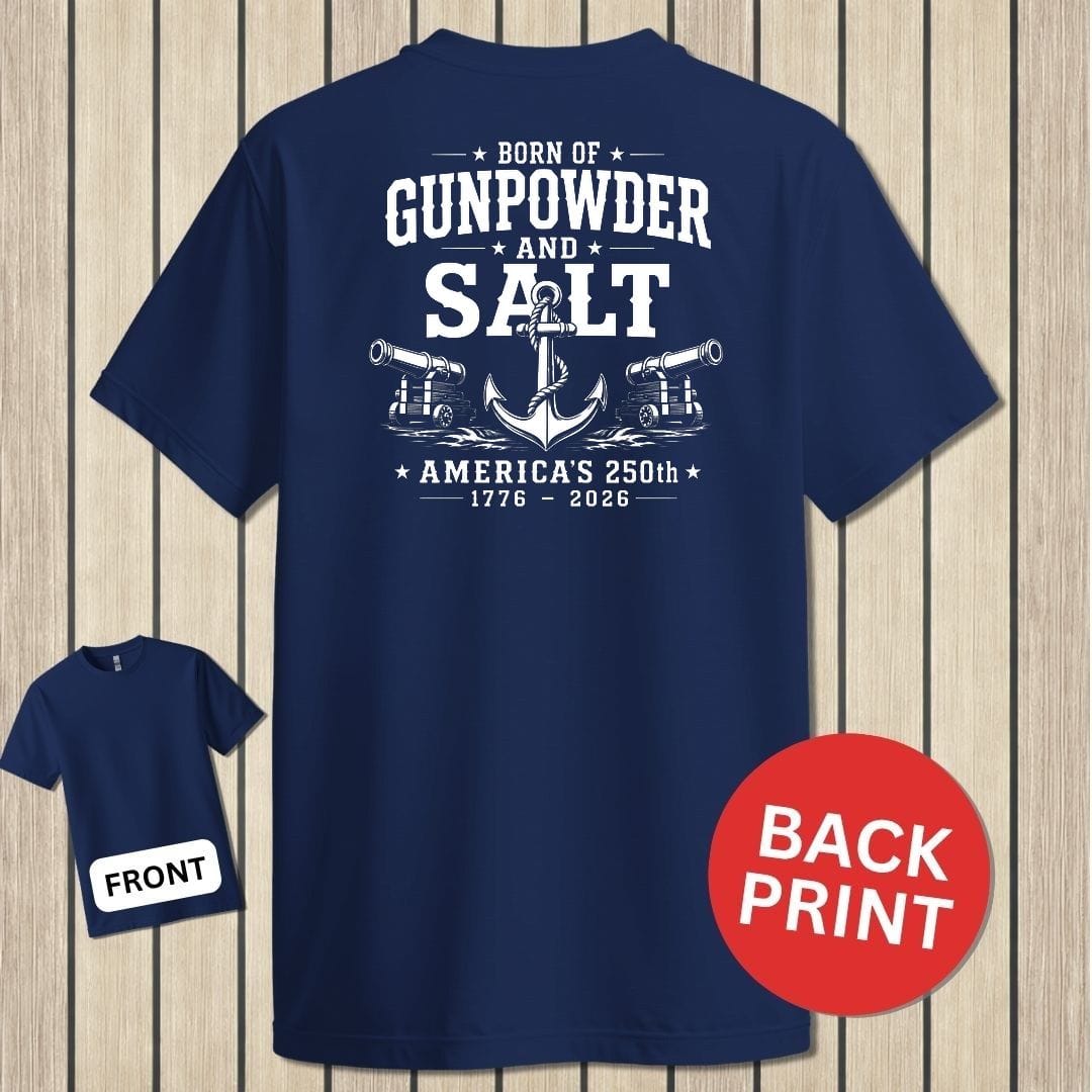 NavyHumor Classic Tee Navy / S Born of Gunpowder & Salt - America's 250th