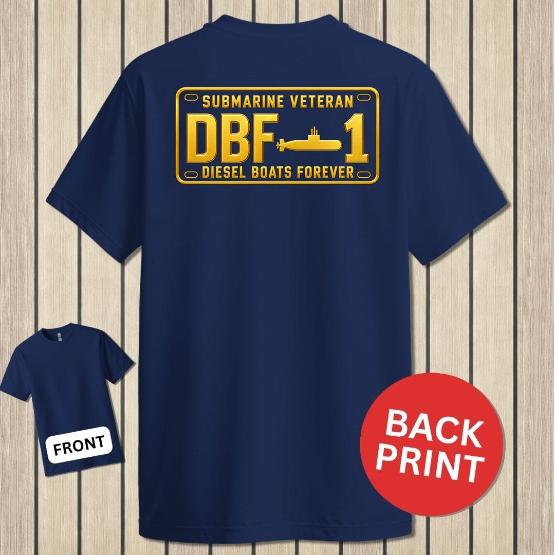 NavyHumor Classic Tee Navy / S Submarine Veteran - DBF License Plate