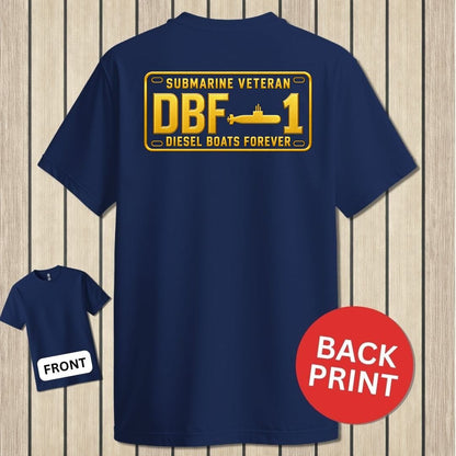 NavyHumor Classic Tee Navy / S Submarine Veteran - DBF License Plate