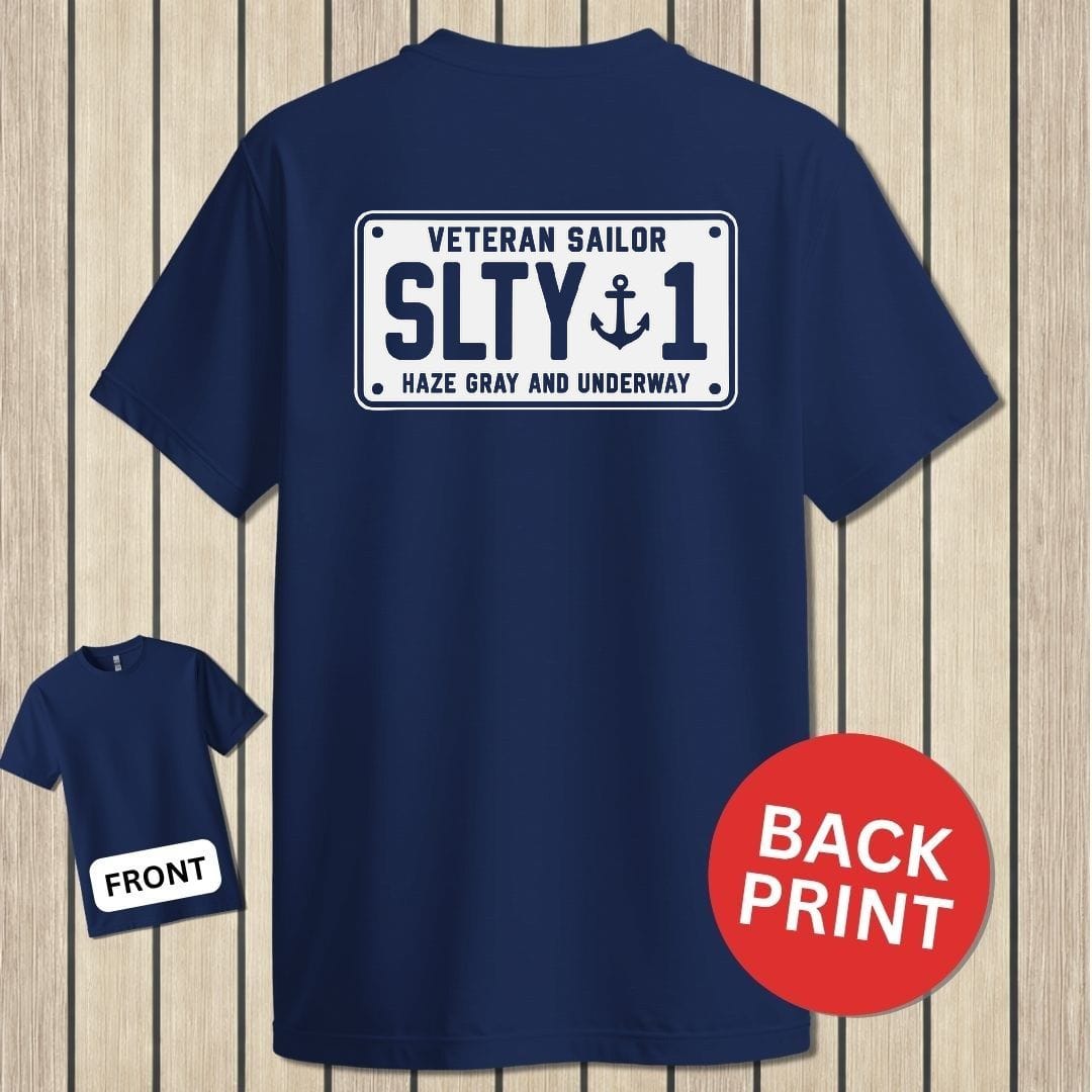 NavyHumor Classic Tee Navy / S Veteran Sailor License Plate