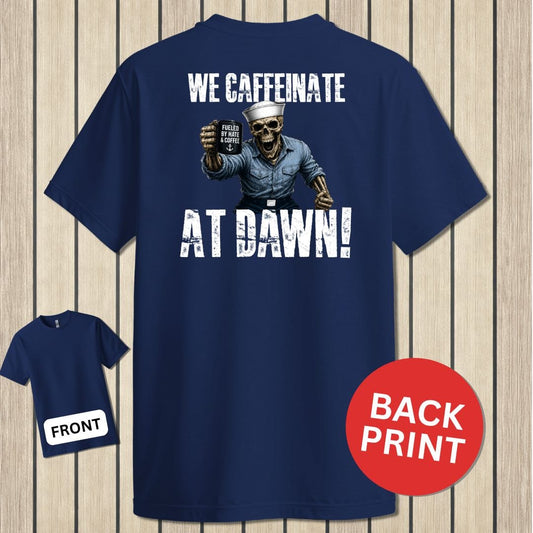 NavyHumor Classic Tee Navy / S We Caffeinate At Dawn