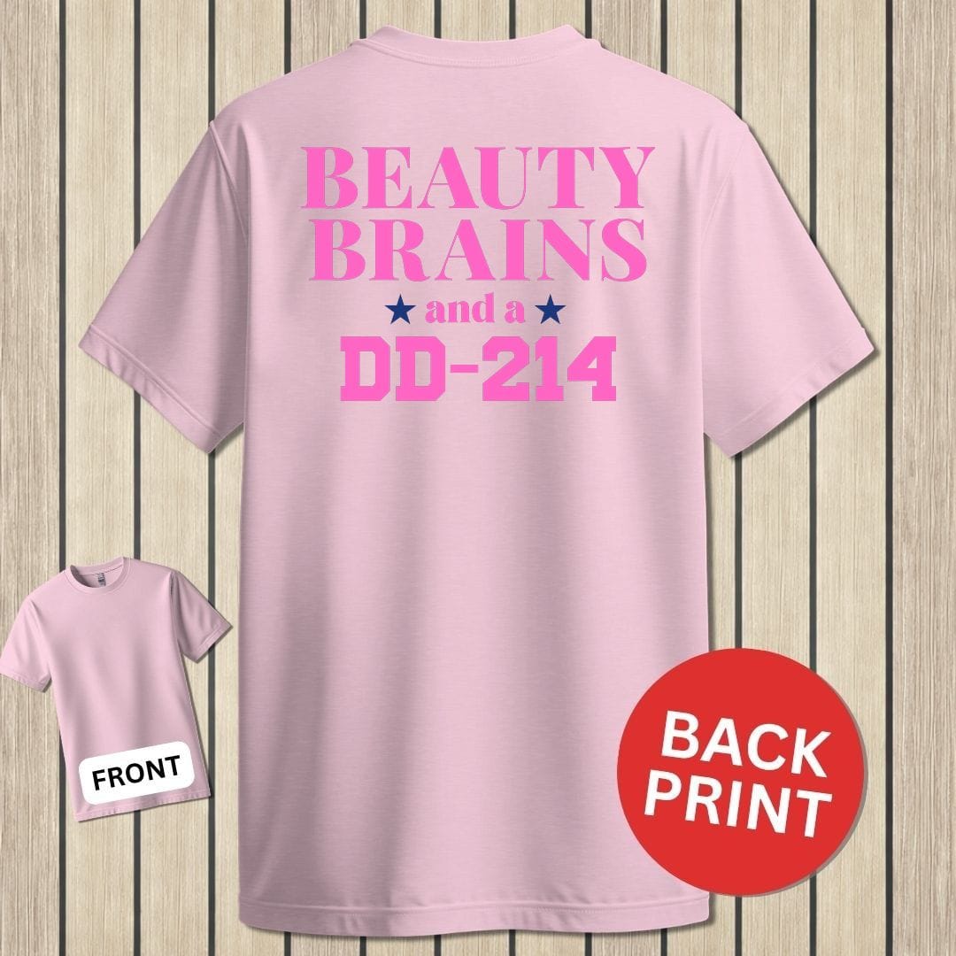 NavyHumor Classic Tee Pink / S Beauty, Brains, DD-214 (Pink Edition)