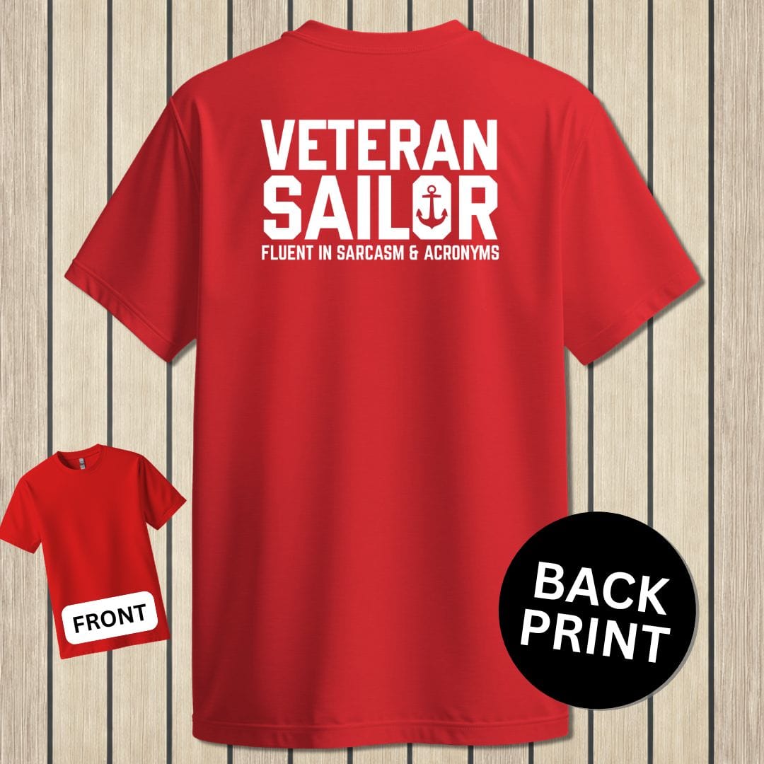 NavyHumor Classic Tee Red / S Fluent In Sarcasm & Acronyms