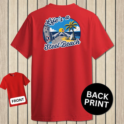 NavyHumor Classic Tee Red / S Life's A Steel Beach