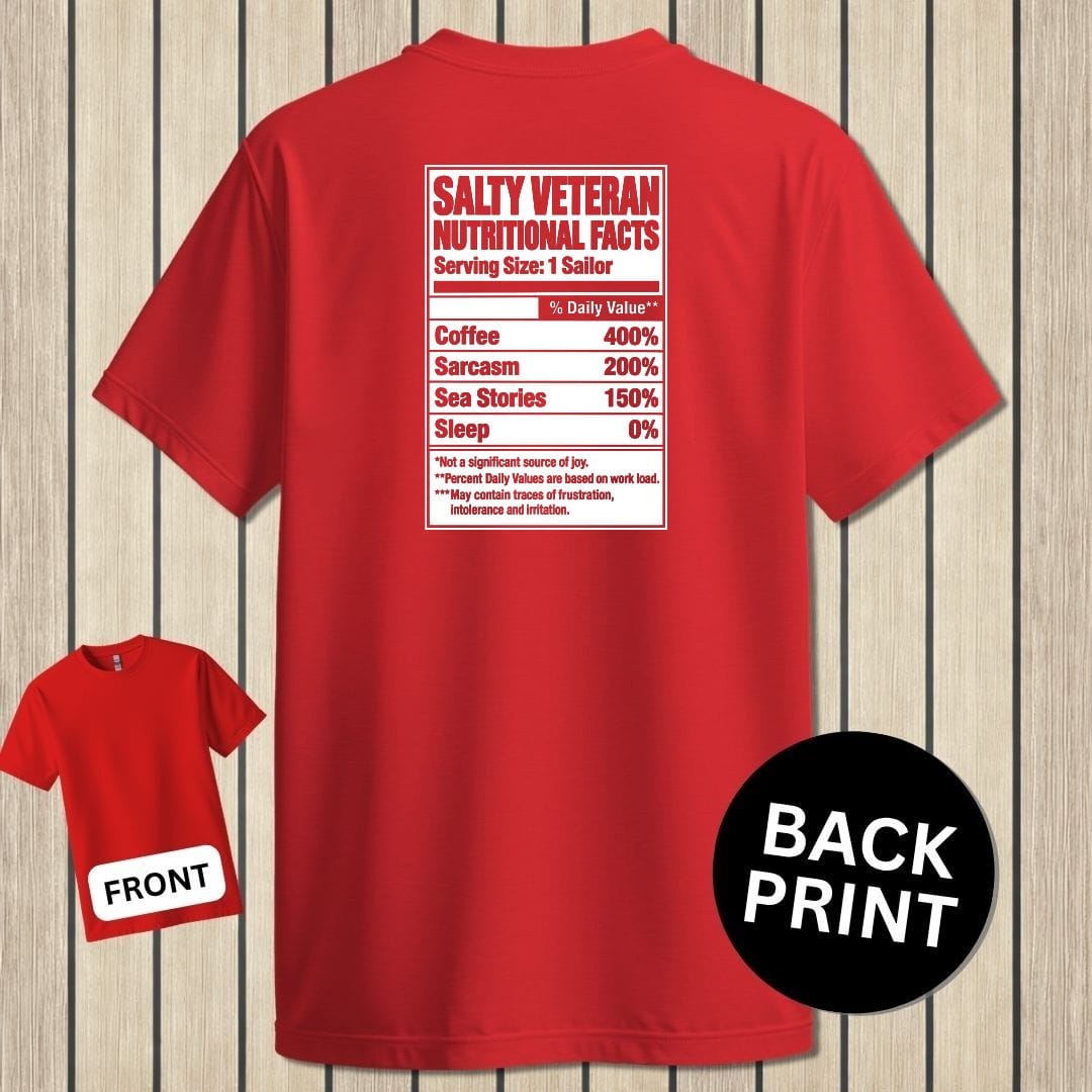 NavyHumor Classic Tee Red / S Salty Veteran Nutritional Facts