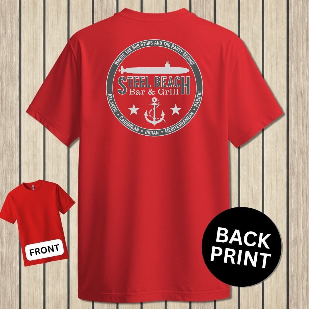 NavyHumor Classic Tee Red / S Steel Beach Bar & Grill - Submarine