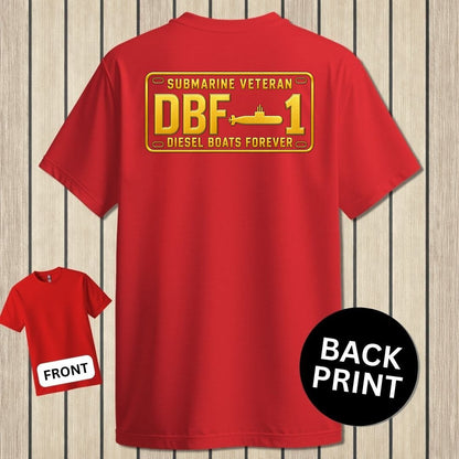 NavyHumor Classic Tee Red / S Submarine Veteran - DBF License Plate