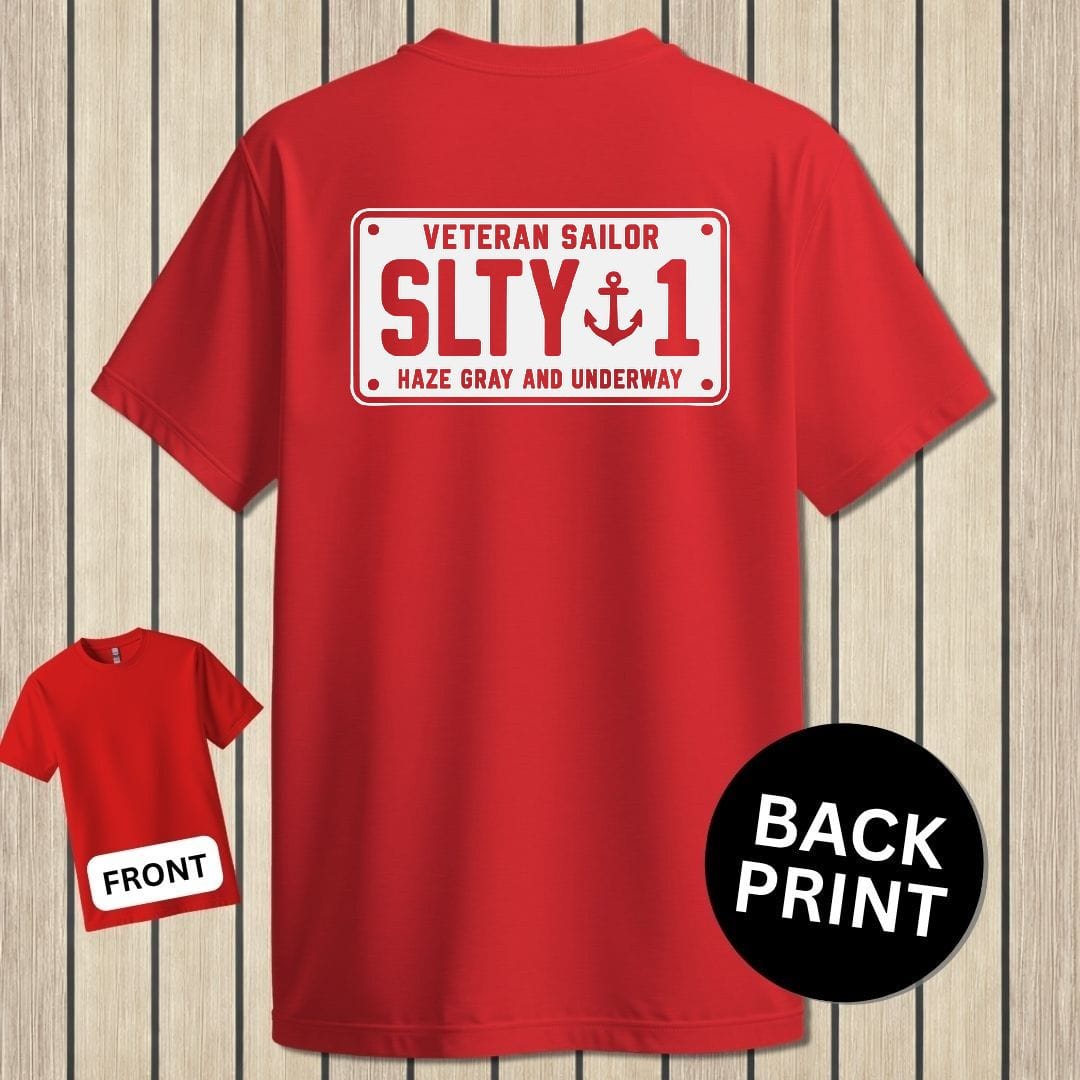 NavyHumor Classic Tee Red / S Veteran Sailor License Plate