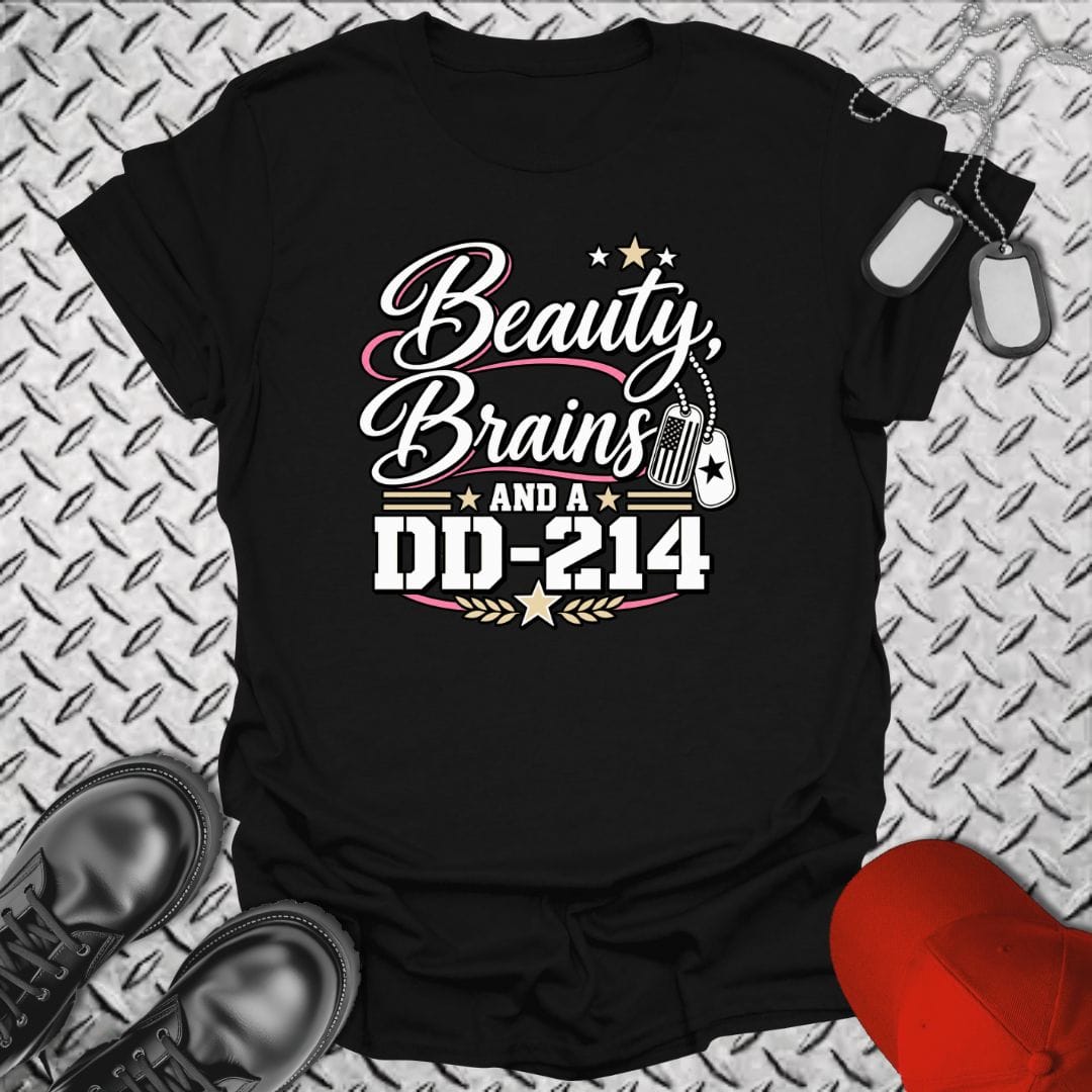 NavyHumor Everyday Tee Black / S Beauty, Brains, and a DD-214 - DT