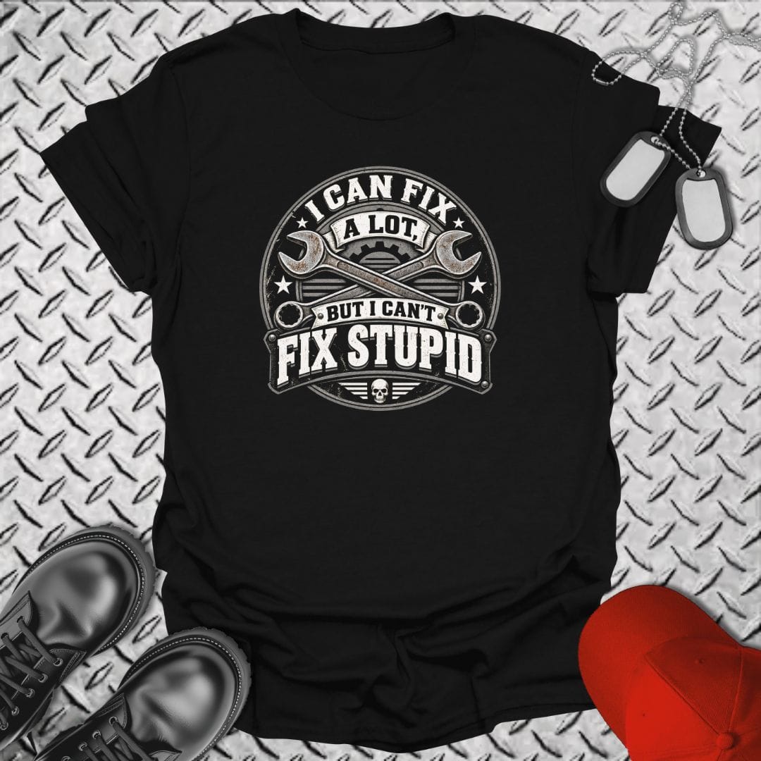 NavyHumor Everyday Tee Black / S Can't Fix Stupid