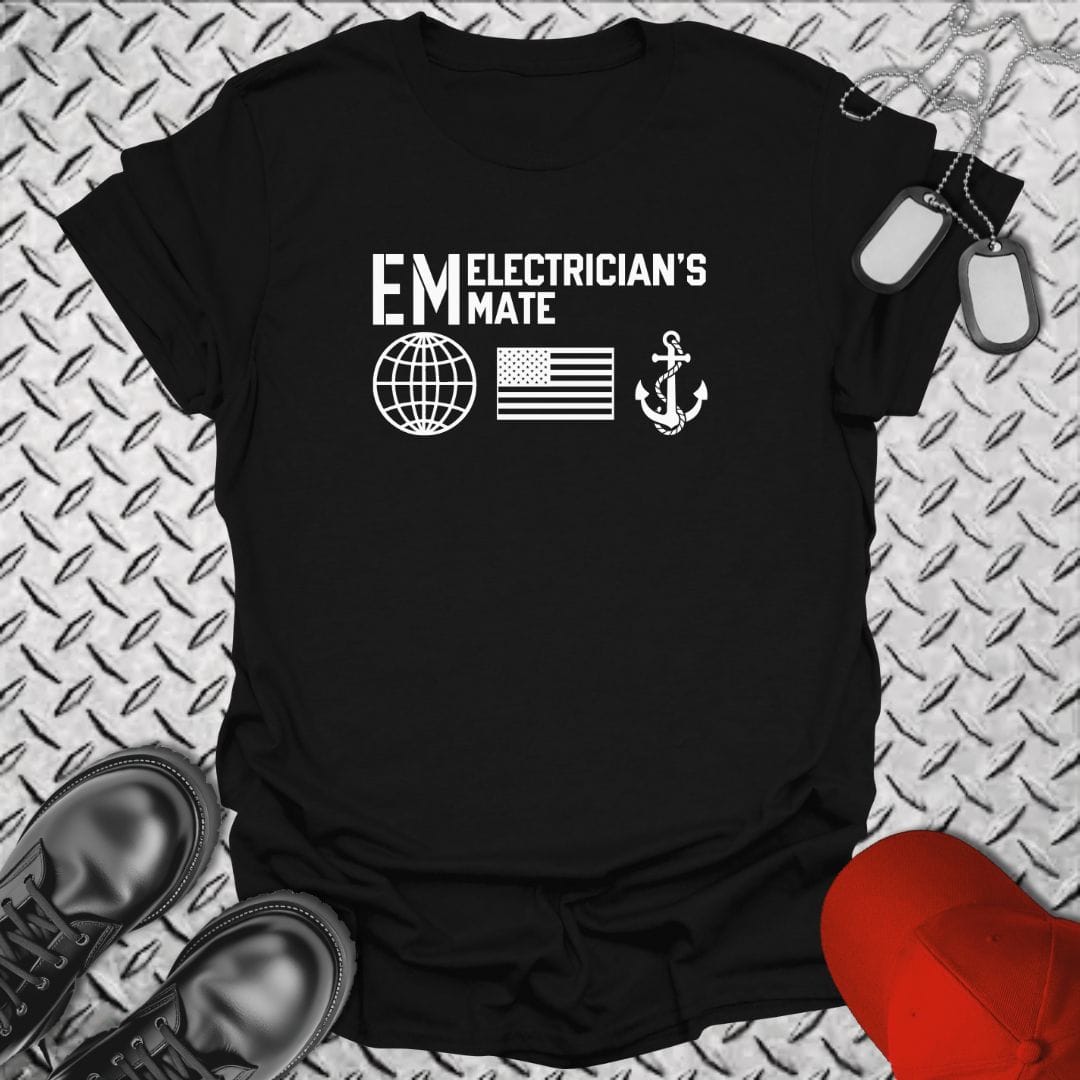 NavyHumor Everyday Tee Black / S EM - Flag & Anchor