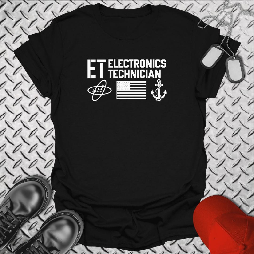 NavyHumor Everyday Tee Black / S ET - Flag & Anchor