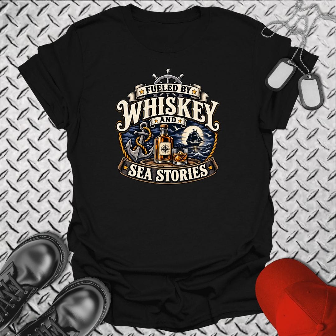 NavyHumor Everyday Tee Black / S Fueled By Whiskey And Sea Stories