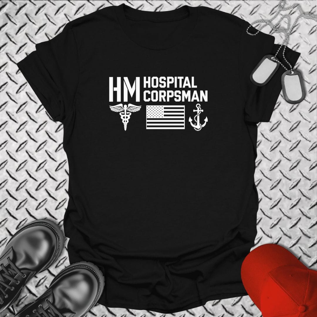 NavyHumor Everyday Tee Black / S HM - Flag & Anchor