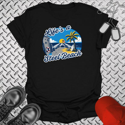 NavyHumor Everyday Tee Black / S Life's A Steel Beach