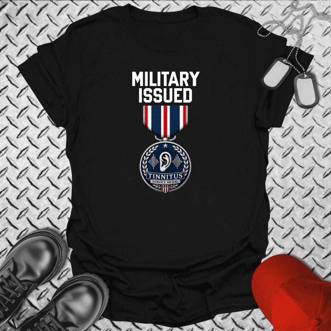 NavyHumor Everyday Tee Black / S Military Issued - Tinnitus Medal