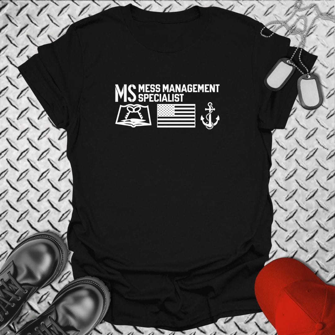 NavyHumor Everyday Tee Black / S MS - Flag & Anchor
