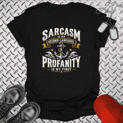 NavyHumor Everyday Tee Black / S Sarcasm Is My Second Language