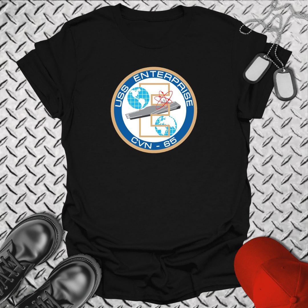 NavyHumor Everyday Tee Black / S USS Enterprise Crest