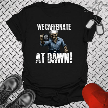 NavyHumor Everyday Tee Black / S We Caffeinate At Dawn
