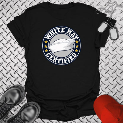 NavyHumor Everyday Tee Black / S White Hat Certified