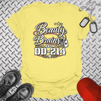 NavyHumor Everyday Tee Cornsilk / S Beauty, Brains, and a DD-214 - DT