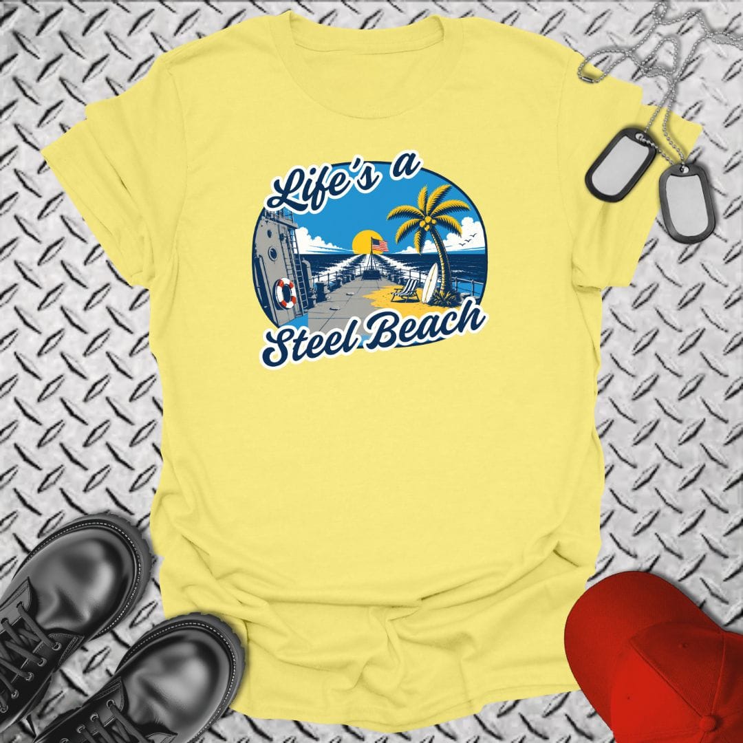 NavyHumor Everyday Tee Cornsilk / S Life's A Steel Beach