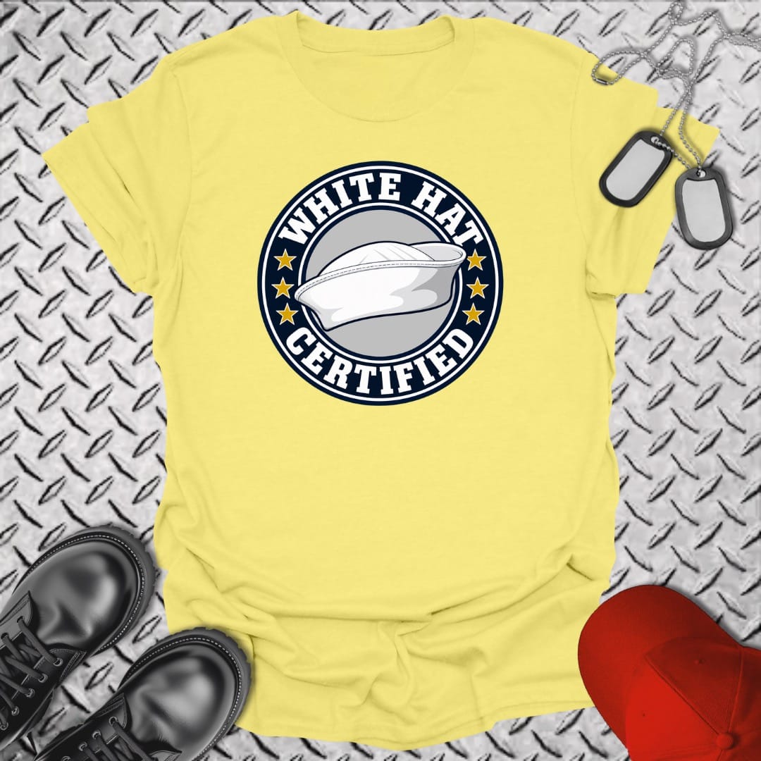 NavyHumor Everyday Tee Cornsilk / S White Hat Certified