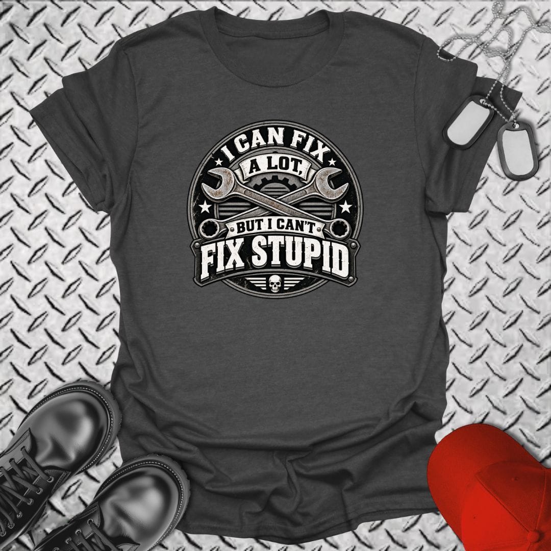 NavyHumor Everyday Tee Dark Heather / S Can't Fix Stupid