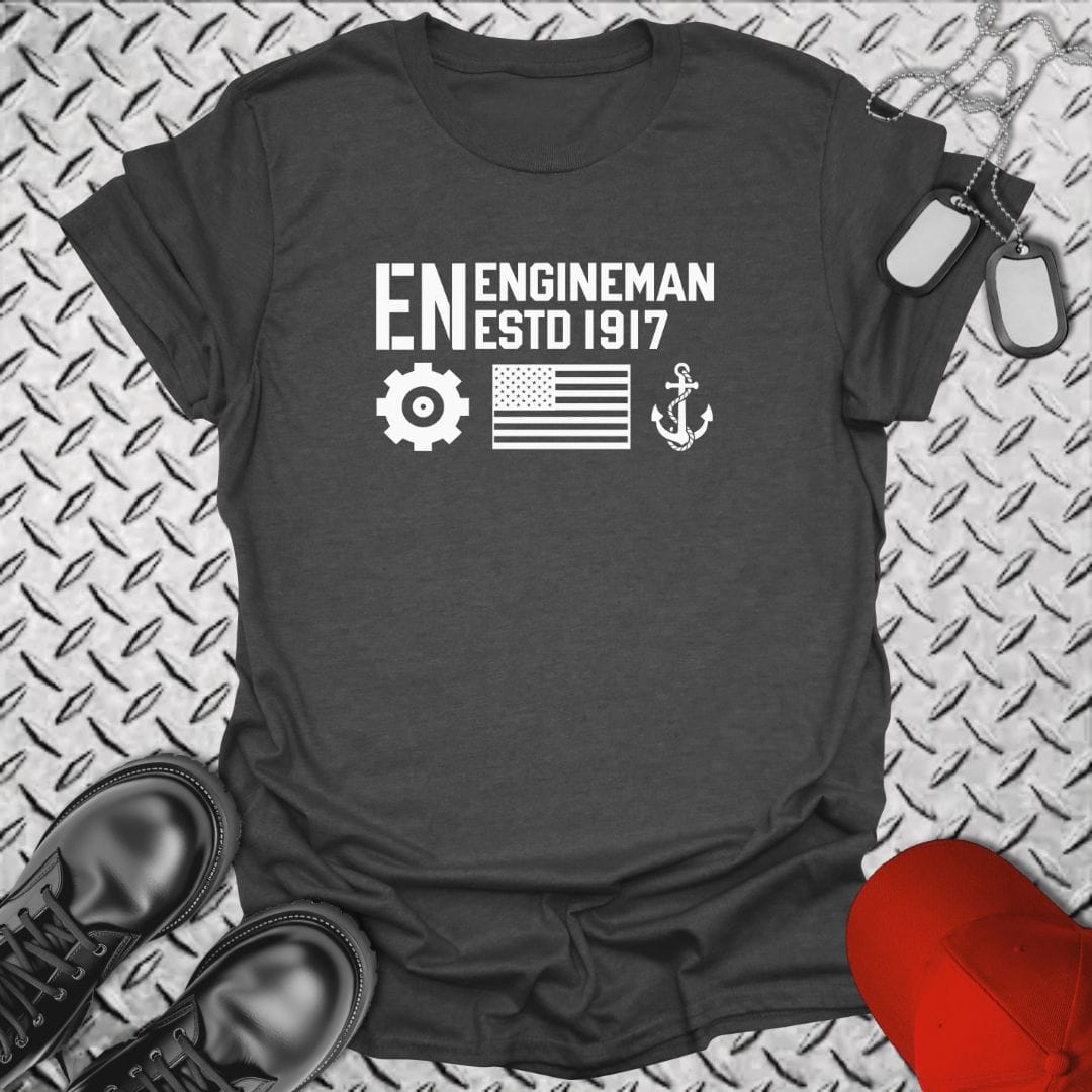 NavyHumor Everyday Tee Dark Heather / S EN - Flag & Anchor
