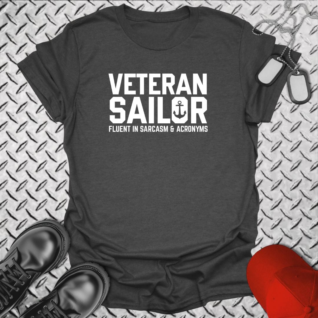 NavyHumor Everyday Tee Dark Heather / S Fluent In Sarcasm & Acronyms