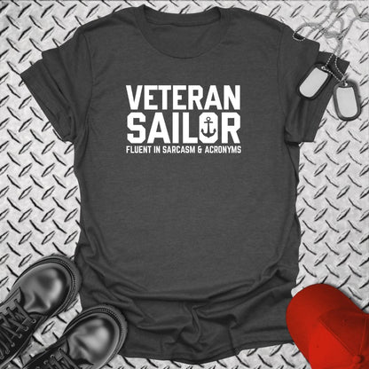 NavyHumor Everyday Tee Dark Heather / S Fluent In Sarcasm & Acronyms