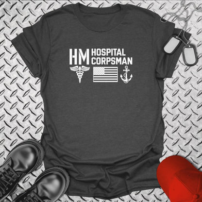 NavyHumor Everyday Tee Dark Heather / S HM - Flag & Anchor