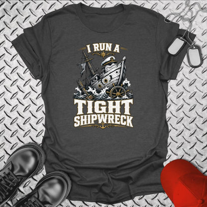 NavyHumor Everyday Tee Dark Heather / S I Run A Tight Shipwreck