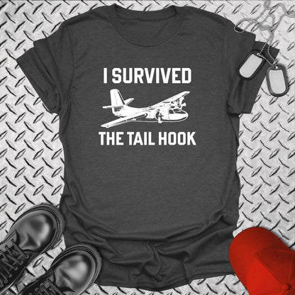 NavyHumor Everyday Tee Dark Heather / S I Survived The Tail Hook (S-2 Tracker)