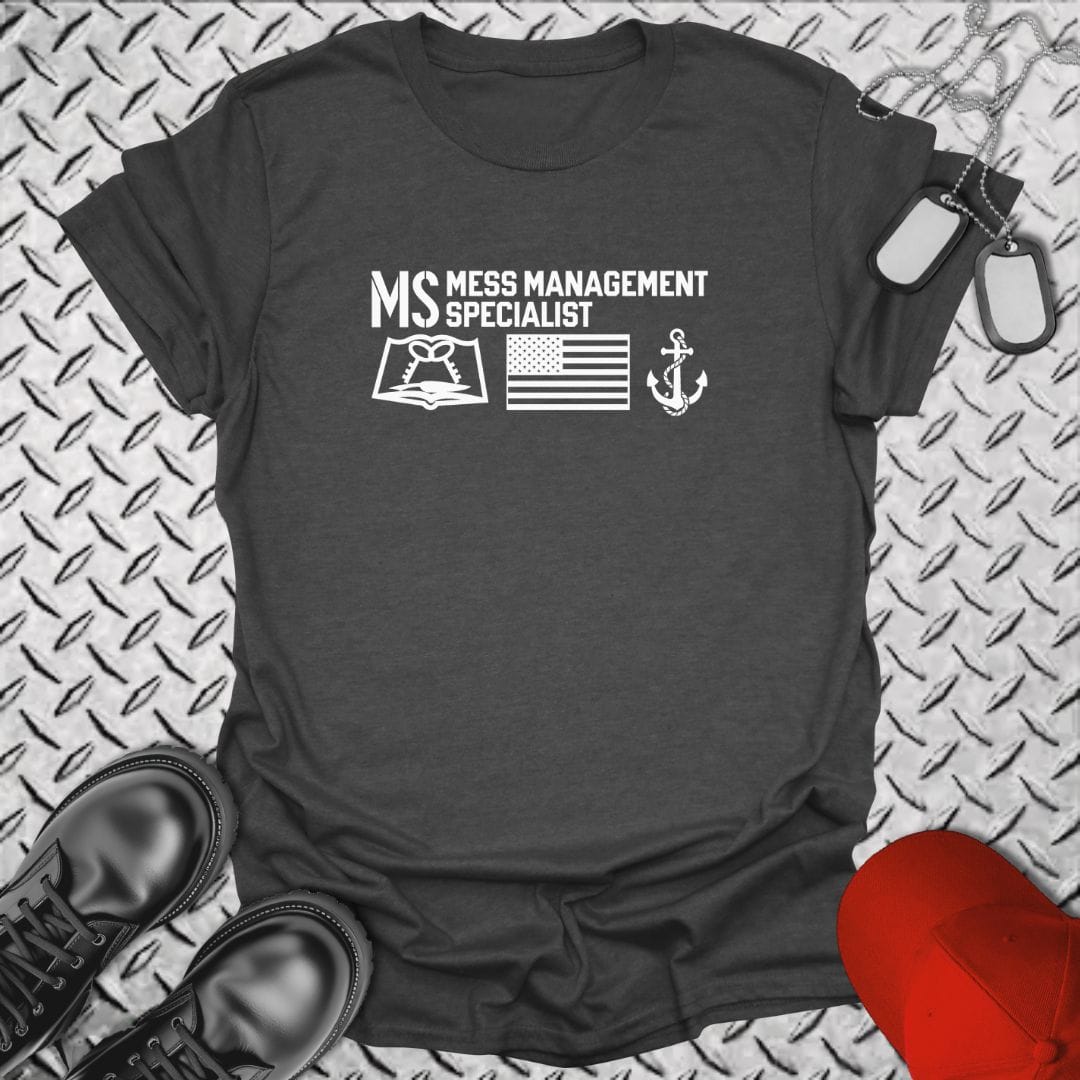 NavyHumor Everyday Tee Dark Heather / S MS - Flag & Anchor