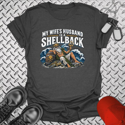 NavyHumor Everyday Tee Dark Heather / S My Wife's Husband Is A Shellback
