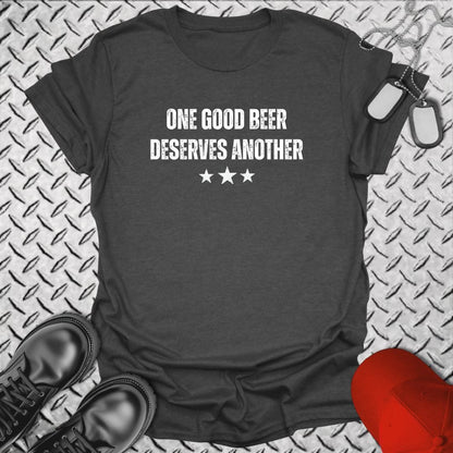 NavyHumor Everyday Tee Dark Heather / S One Good Beer Deserves Another