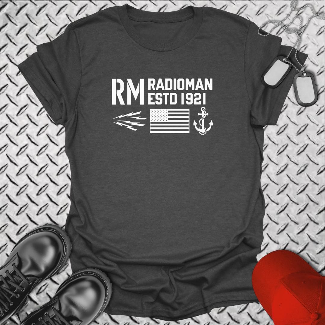 NavyHumor Everyday Tee Dark Heather / S RM - Flag & Anchor
