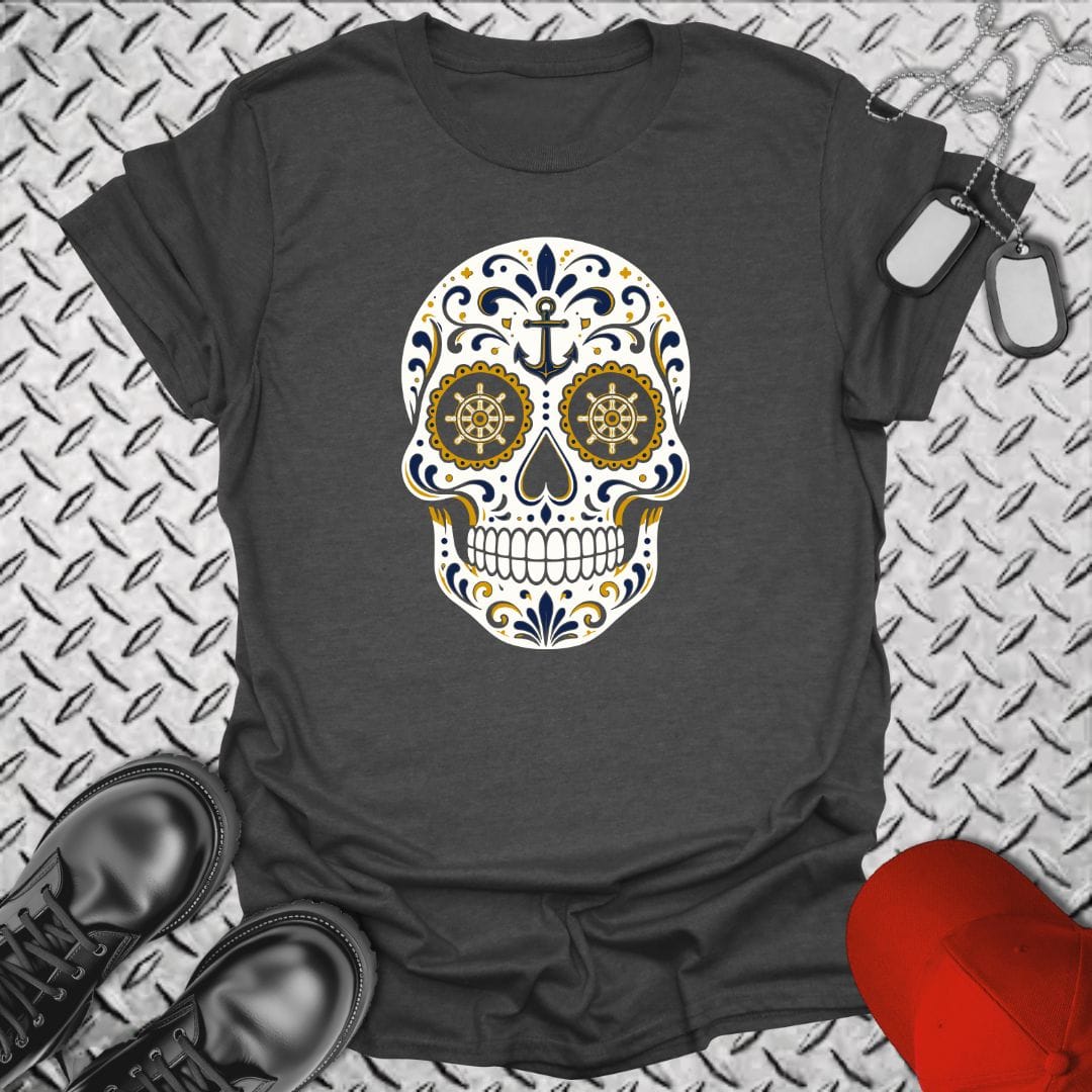 NavyHumor Everyday Tee Dark Heather / S Sailor Sugar Skull