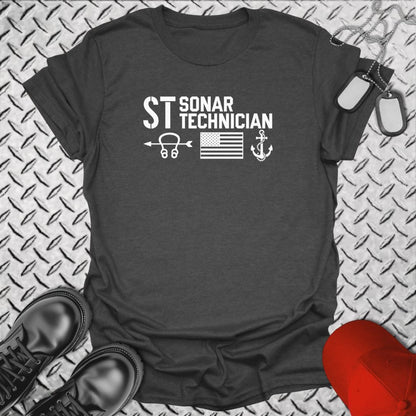 NavyHumor Everyday Tee Dark Heather / S ST - Flag & Anchor