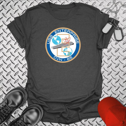 NavyHumor Everyday Tee Dark Heather / S USS Enterprise Crest