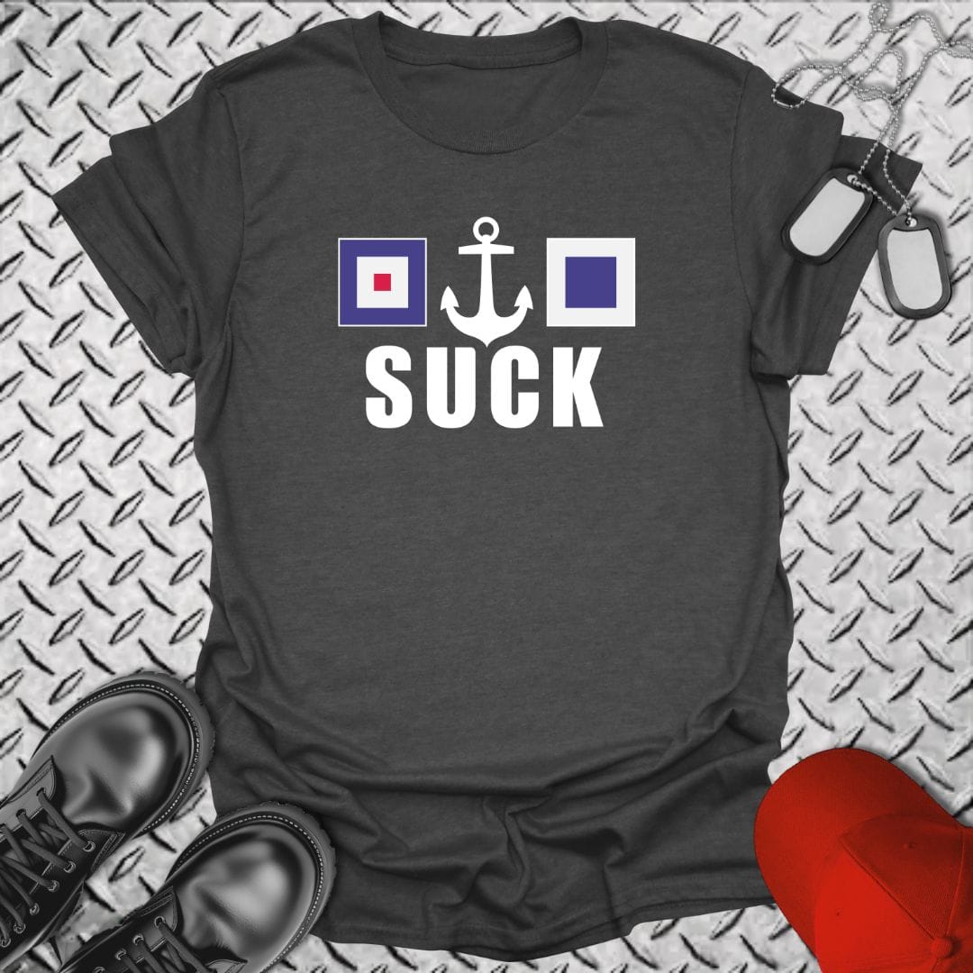 NavyHumor Everyday Tee Dark Heather / S W(anchor)S Suck