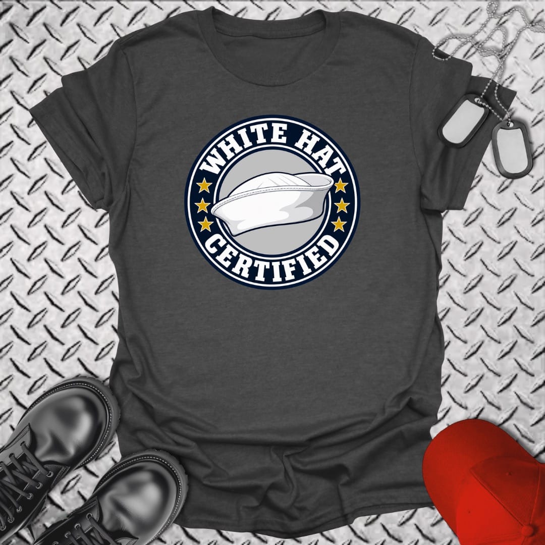 NavyHumor Everyday Tee Dark Heather / S White Hat Certified