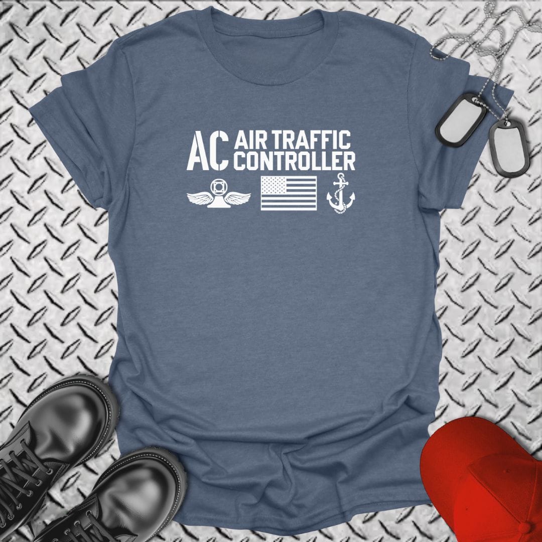 NavyHumor Everyday Tee Heather Indigo / S AC - Flag & Anchor